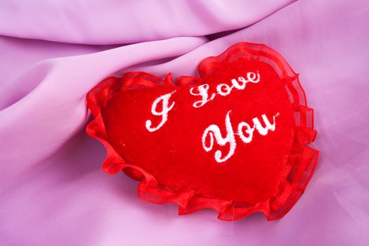 Valentine heart - soft pillow with I love you embroidering