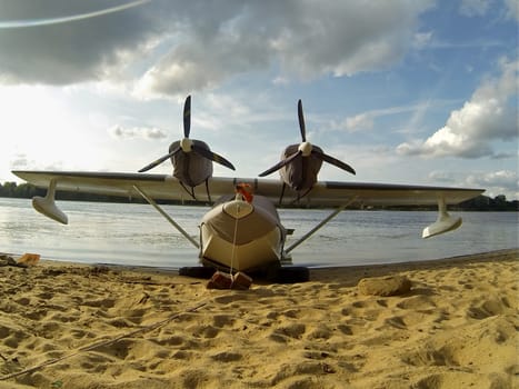 Seaplane in the river landscape