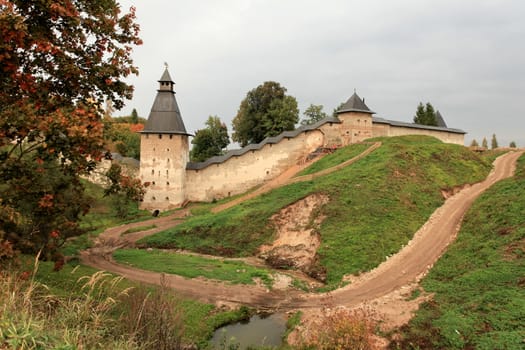 View of the Pskov fortress autumn Russia