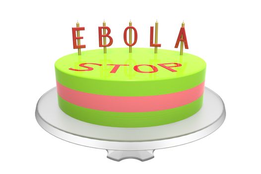 Cake with stop ebola inscription, isolated on white, 3d render