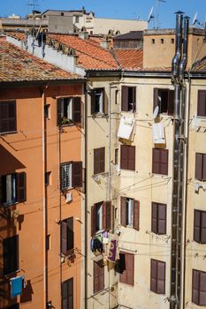 Typical residential building architecture in Rome, Italy