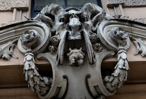 The facade of the House  in the Centre of Riga (Blaumana street)