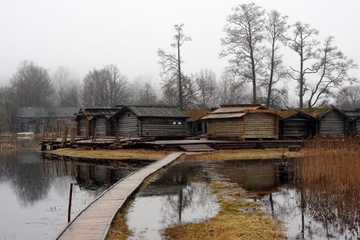 Water castle in Araisi , Cesis distr. Latvia.The water castle has been restored in the 20th century.