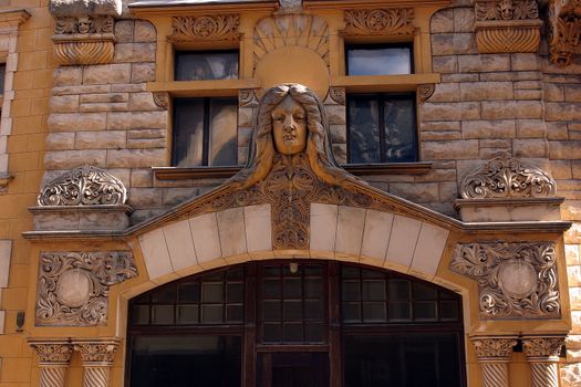 Art Nouveau period facade of the building