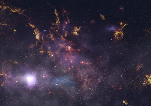 Far being shone nebula and star field against space. "Elements of this image furnished by NASA".
