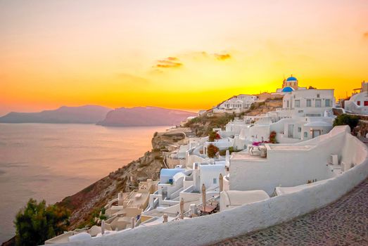 Oia Santorini Greece famous with beautiful romantic sunsets