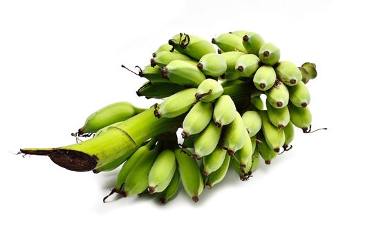 Green banana isolated on white background