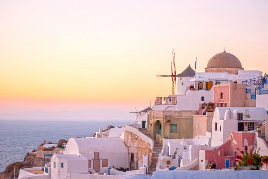 Oia Santorini Greece famous with beautiful romantic sunsets