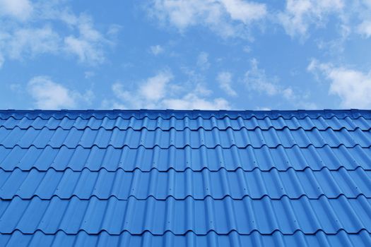 Blue Roof on Blue Sky Background