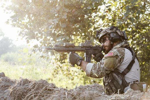 soldier shooting during the military operation
