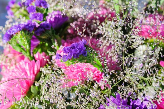 beautiful bouquet of bright wildflowers, selective focusm good as background