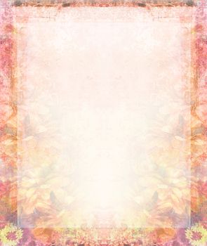 Vintage Grunge Frame For Congratulation With Flowers