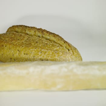 Loafs of bread and a french baguette
