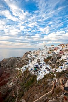 Oia Santorini Greece famous with beautiful romantic sunsets