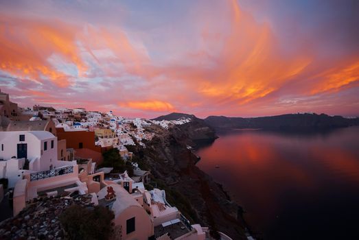 Oia Santorini Greece famous with beautiful romantic sunsets