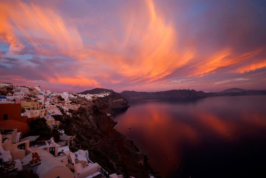 Oia Santorini Greece famous with beautiful romantic sunsets