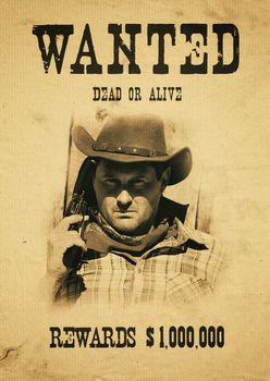 vintage wanted poster in a gost town