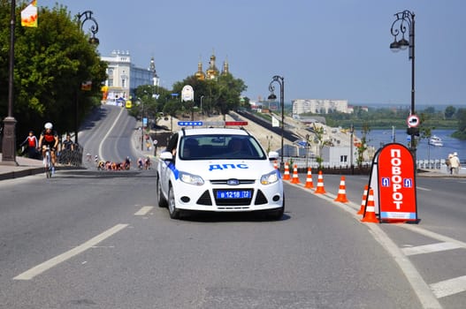 Car of police. Traffic police. Tyumen, Russia