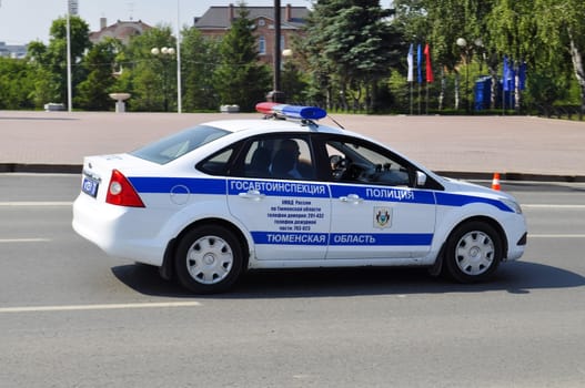 Car of police. Traffic police. Tyumen, Russia