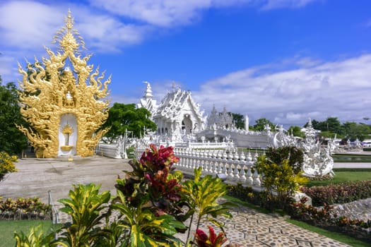 Wat Rong Khun. Contemporary unconventional Buddhist temple in Thailand.