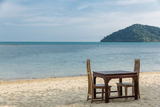 beach chairs on a perfect tropical island