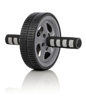Ab roller wheel used for exercising abdominal muscles.