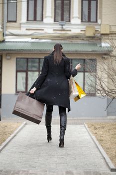 Young beautiful woman in winter day