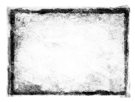 Black grunge dirty frame on white.