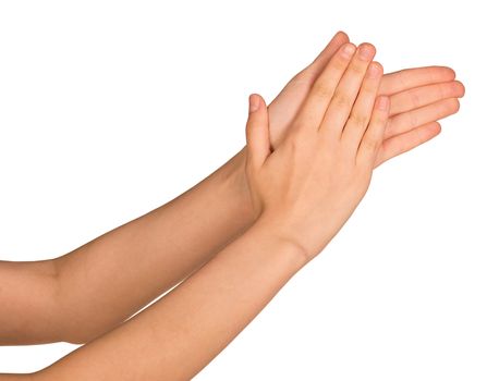 Hands applauding isolated on a white background