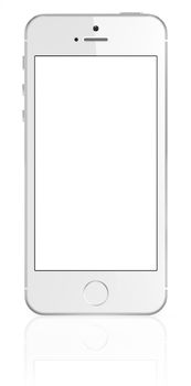 Smartphone with blank screen on white background