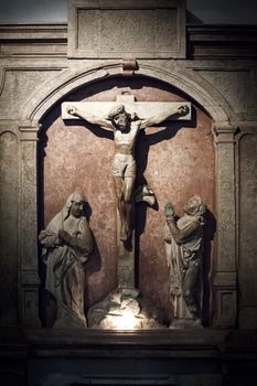 VIENNA, AUSTRIA - AUGUST 4, 2013: Catholic church and crucifix of Jesus Christ