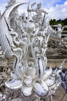 At Entrance to Wat Rong Khun. Buddhist temple in Chiang Rai, Thailand.