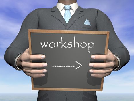 Businessman workshop written on blackboard - 3D render