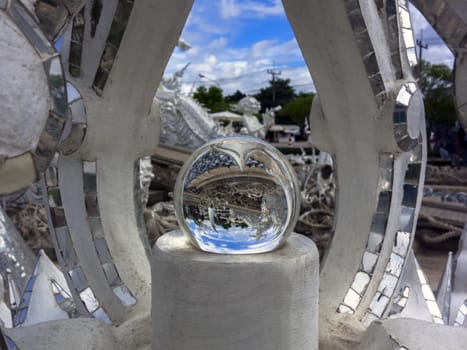 Magic Ball in Wat Rong Khun. Buddhist temple in Chiang Rai, Thailand.