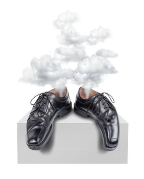 Hectic business shoes burn-out, occupational exhaustion concept