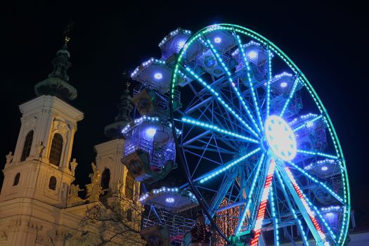 Ferris wheel at night in Graz Austria