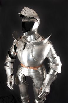 Armour of the medieval knight. Metal protection of the soldier against the weapon of the opponent