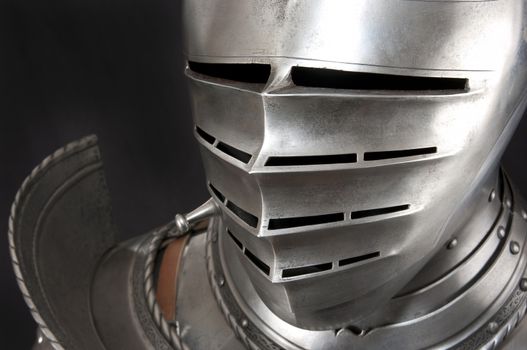 Armour of the medieval knight. Metal protection of the soldier against the weapon of the opponent