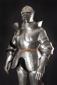 Armour of the medieval knight. Metal protection of the soldier against the weapon of the opponent