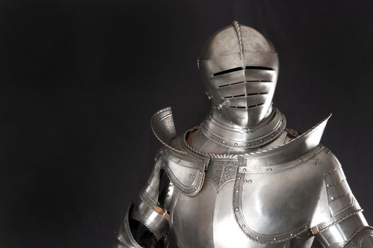 Armour of the medieval knight. Metal protection of the soldier against the weapon of the opponent