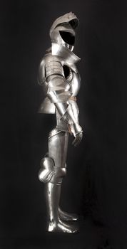 Armour of the medieval knight. Metal protection of the soldier against the weapon of the opponent