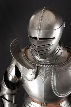 Armour of the medieval knight. Metal protection of the soldier against the weapon of the opponent