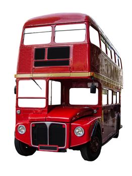 Isolated Vintage Red London Routemaster Double Decker Bus (With Clipping Path)