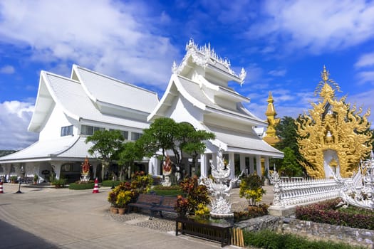 White Temple Area. Contemporary unconventional Buddhist temple in Chiang Rai, Thailand.