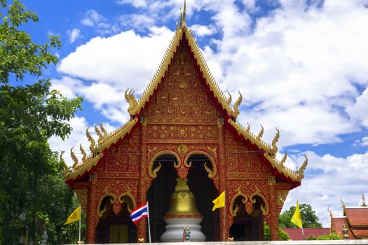 Wat Chiang Yuen Chiang Rai, Temple in Northern Thailand. View from Road.