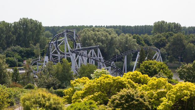 Rollercoaster ride in the middle of a forrest