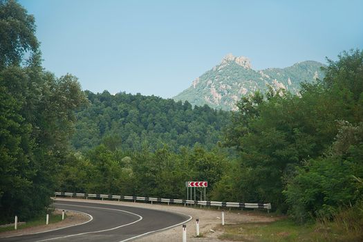 Highway road in the green mountains