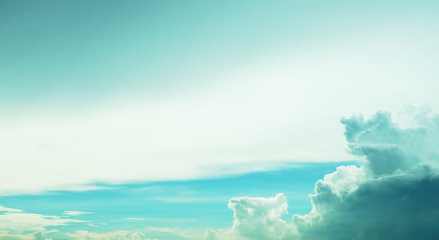 Clouds floating in the sky. Some of dense agglomeration, some of the light fog. And when combined, resemble an ocean in the sky.                           