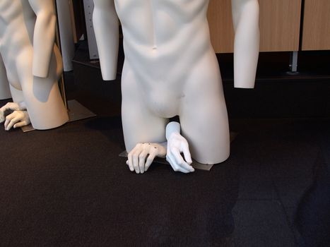 Male man  mannequin, manikin,  lay figure in a funny situation