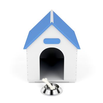 Doghouse with bowl and bone